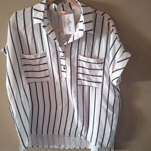 NWT Oversized Hailey & Co Striped Laganlook Nautical Coastal Women's Top